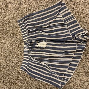 American Eagle Blue & White Striped Drawstring Shorts